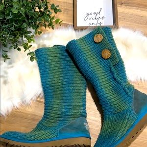 UGG Knit Sweater Teal Boots